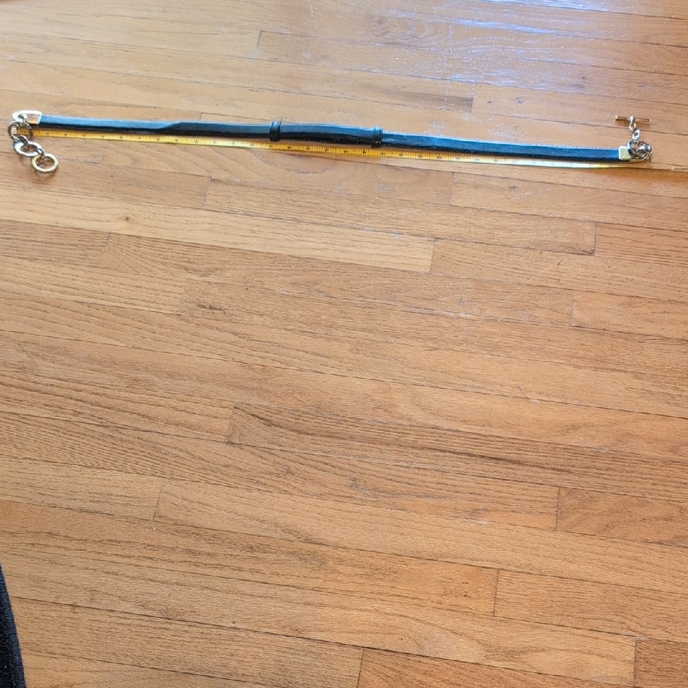 Source Unknown Black Skinny Belt with Gold Hardware